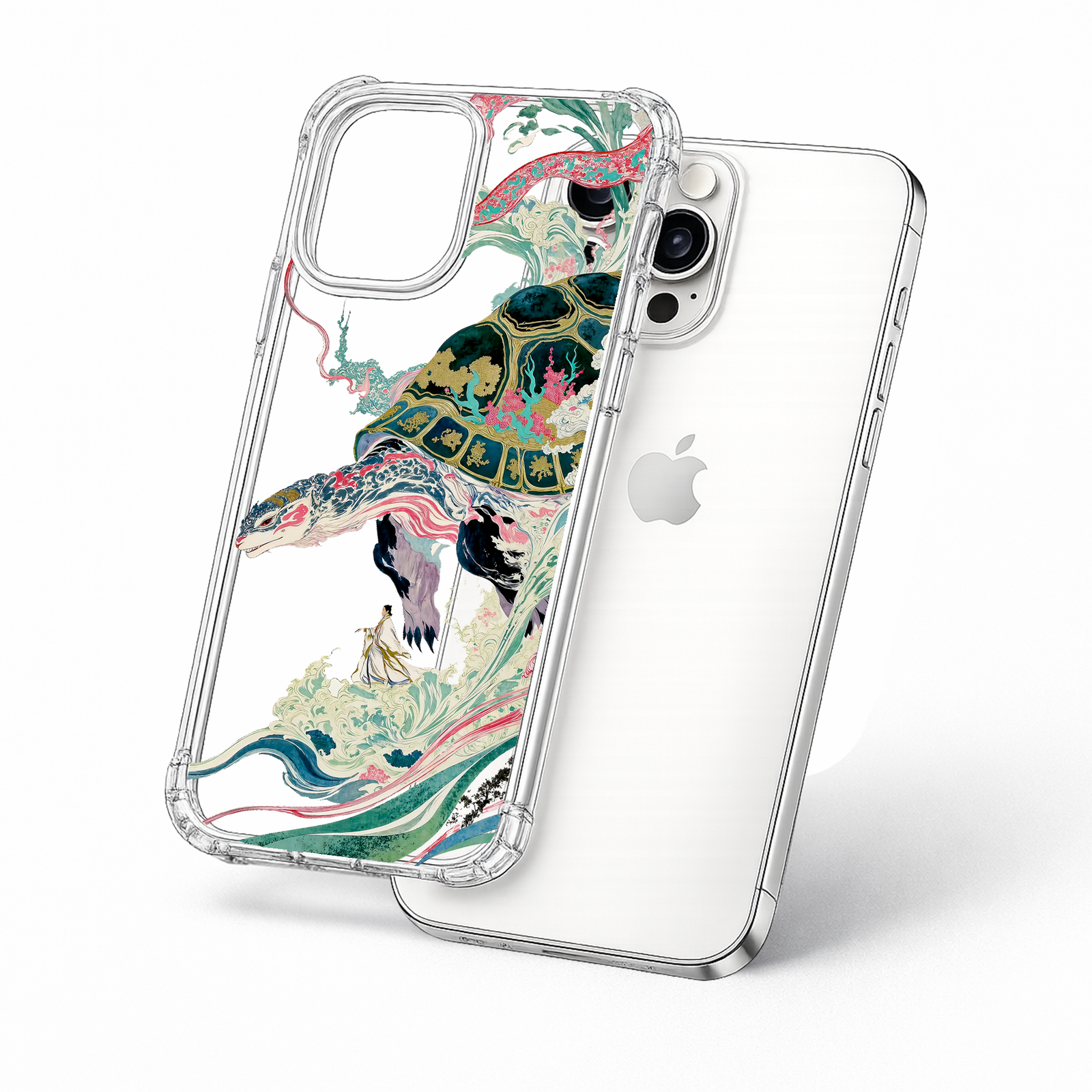 Japanese Sea Turtle Art iPhone Case , Samsung Case, Oriental Ocean Fantasy Phone Cover, MagSafe Case