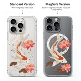 Koi Fish Lotus Flower iPhone Case , Samsung Case, Japanese Zen Art Phone Cover, MagSafe Case
