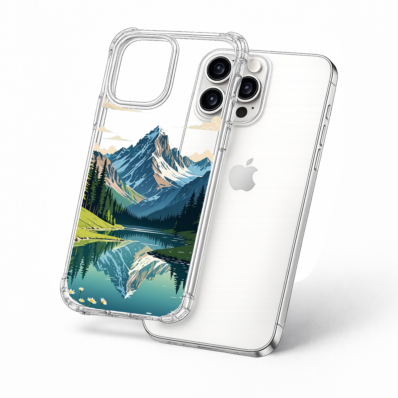 Mountain Lake Reflection iPhone Case , Samsung Case, Scenic Nature Landscape Phone Cover, MagSafe Case