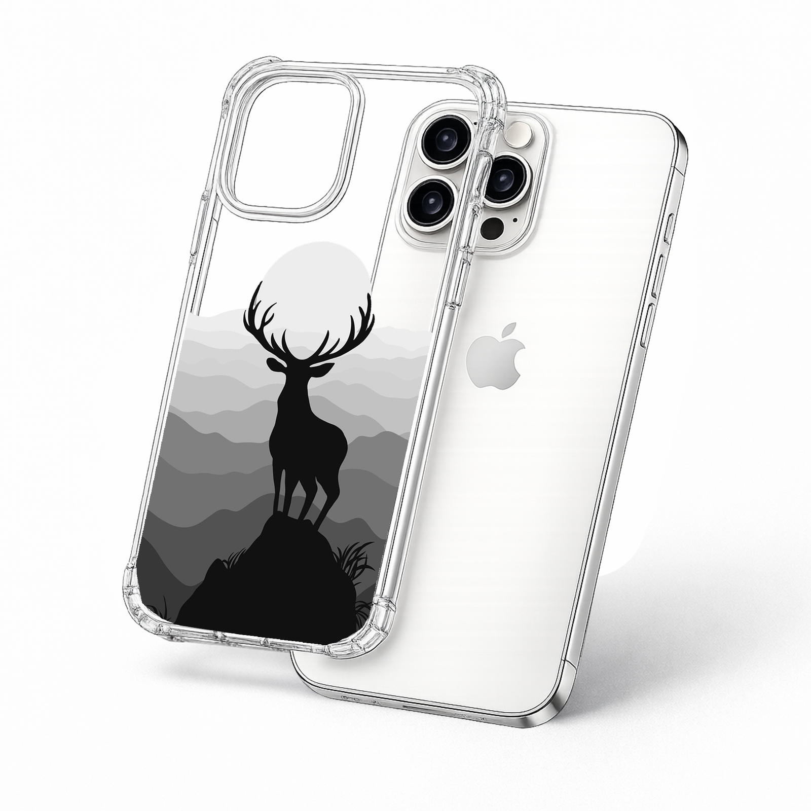 Minimalist Deer Silhouette iPhone Case , Samsung Case, Monochrome Wildlife Phone Cover, MagSafe Case