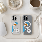 Cute Goose Saying Hi iPhone Case , Samsung Case, Funny Duck Cartoon Phone Cover, MagSafe Case