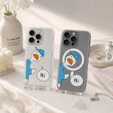 Cute Goose Saying Hi iPhone Case , Samsung Case, Funny Duck Cartoon Phone Cover, MagSafe Case