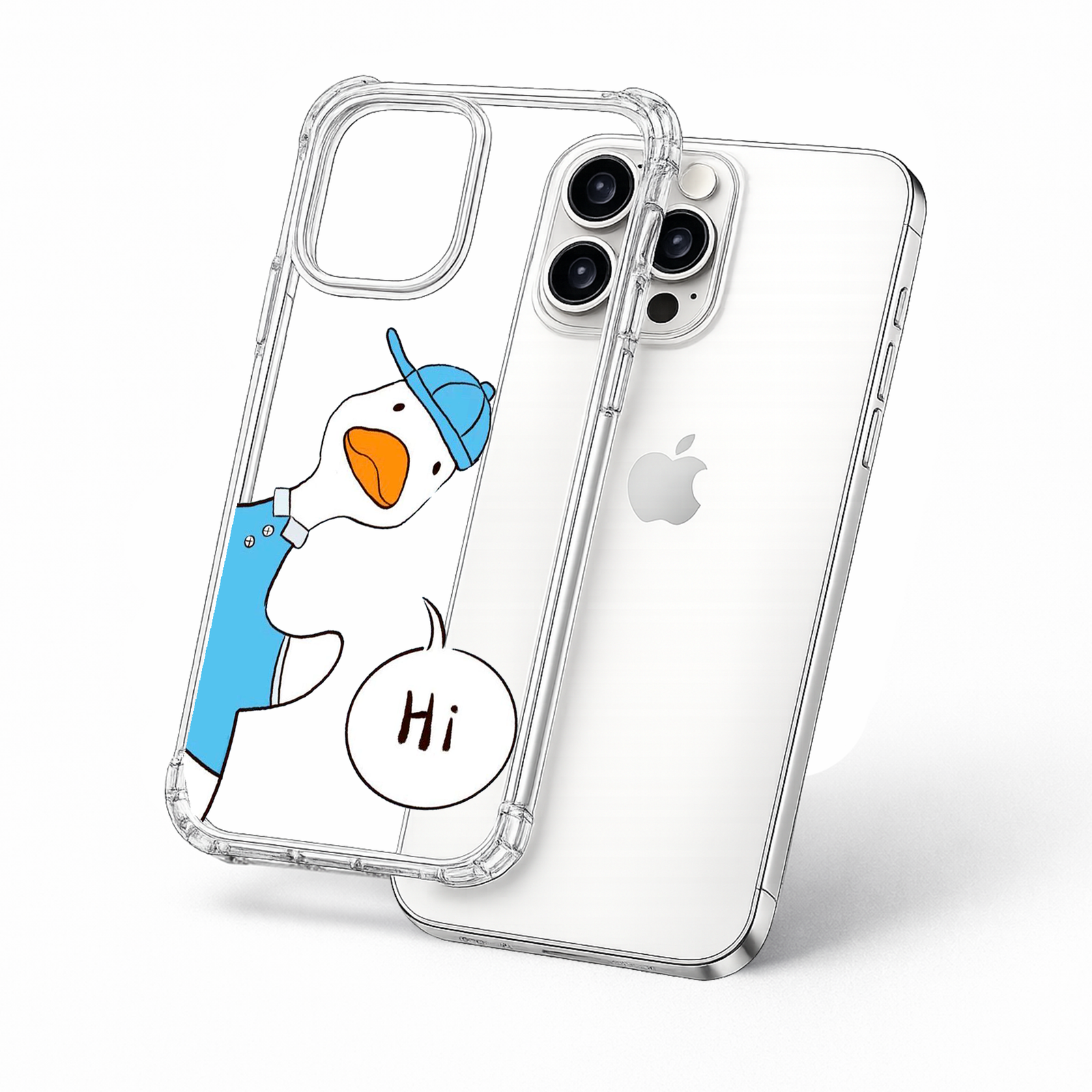 Cute Goose Saying Hi iPhone Case , Samsung Case, Funny Duck Cartoon Phone Cover, MagSafe Case
