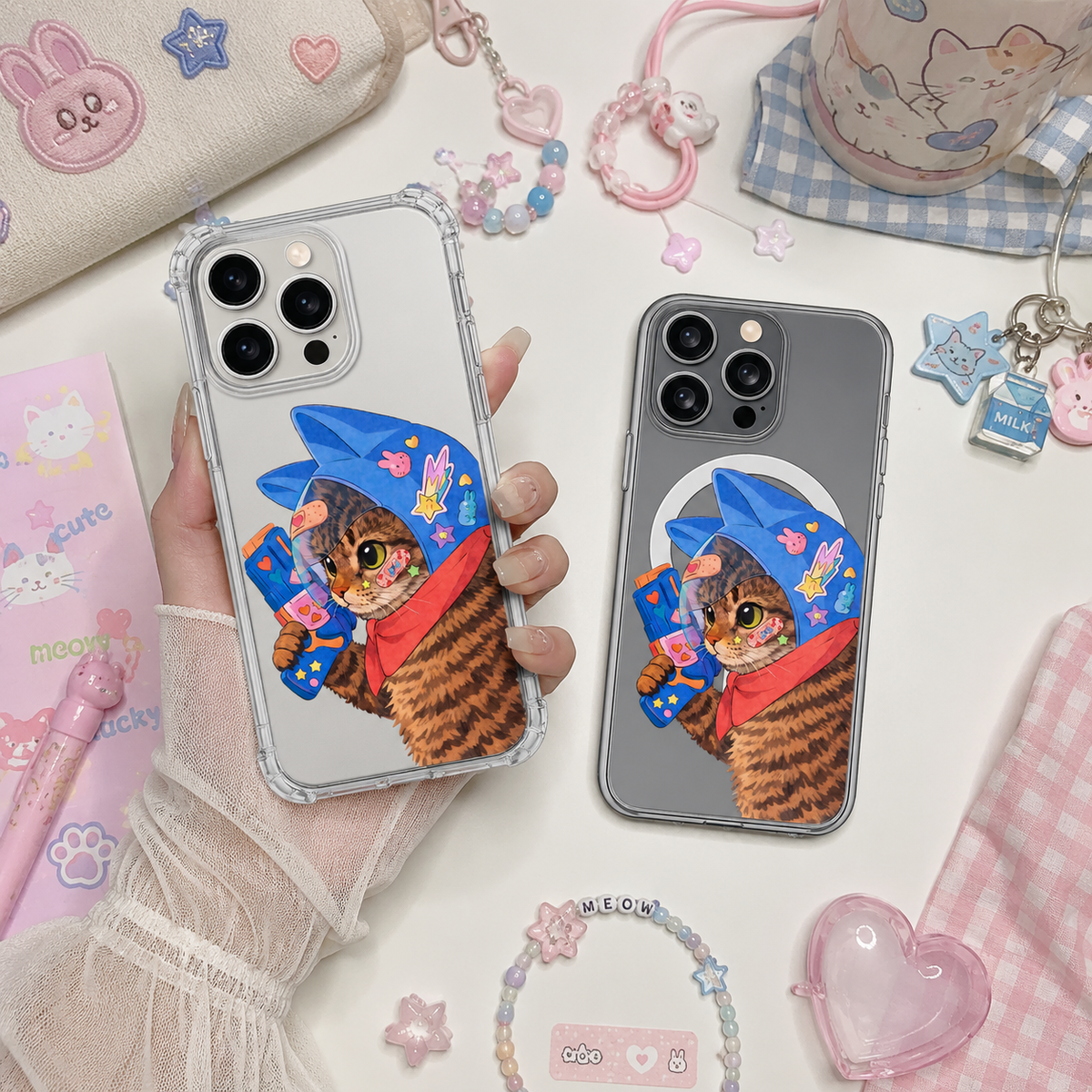 Cool Cat Astronaut iPhone Case , Samsung Case, Cute Gamer Kitty Phone Cover, MagSafe Case