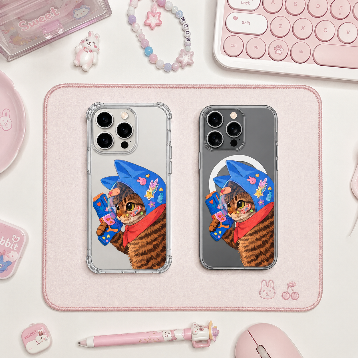 Cool Cat Astronaut iPhone Case , Samsung Case, Cute Gamer Kitty Phone Cover, MagSafe Case