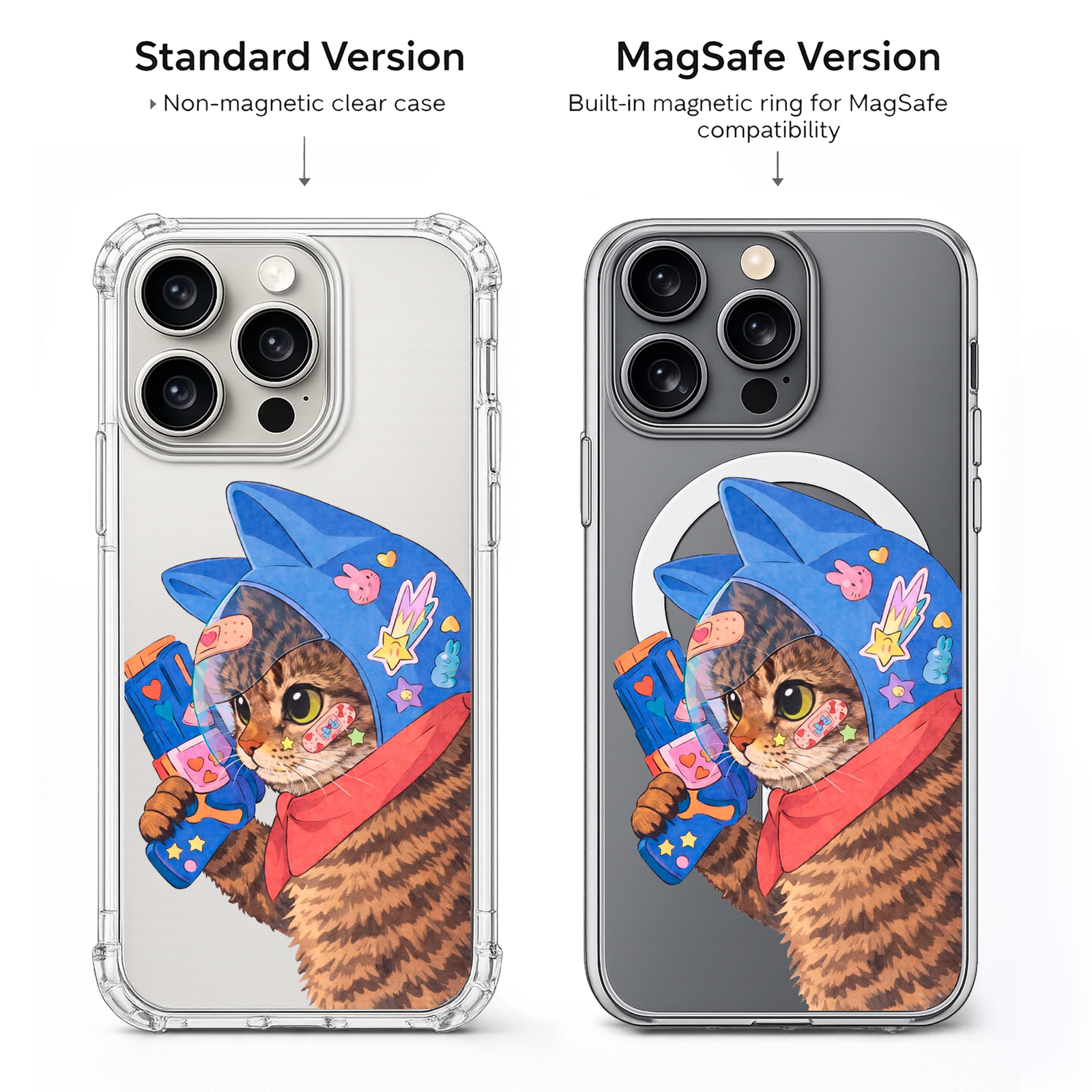 Cool Cat Astronaut iPhone Case , Samsung Case, Cute Gamer Kitty Phone Cover, MagSafe Case