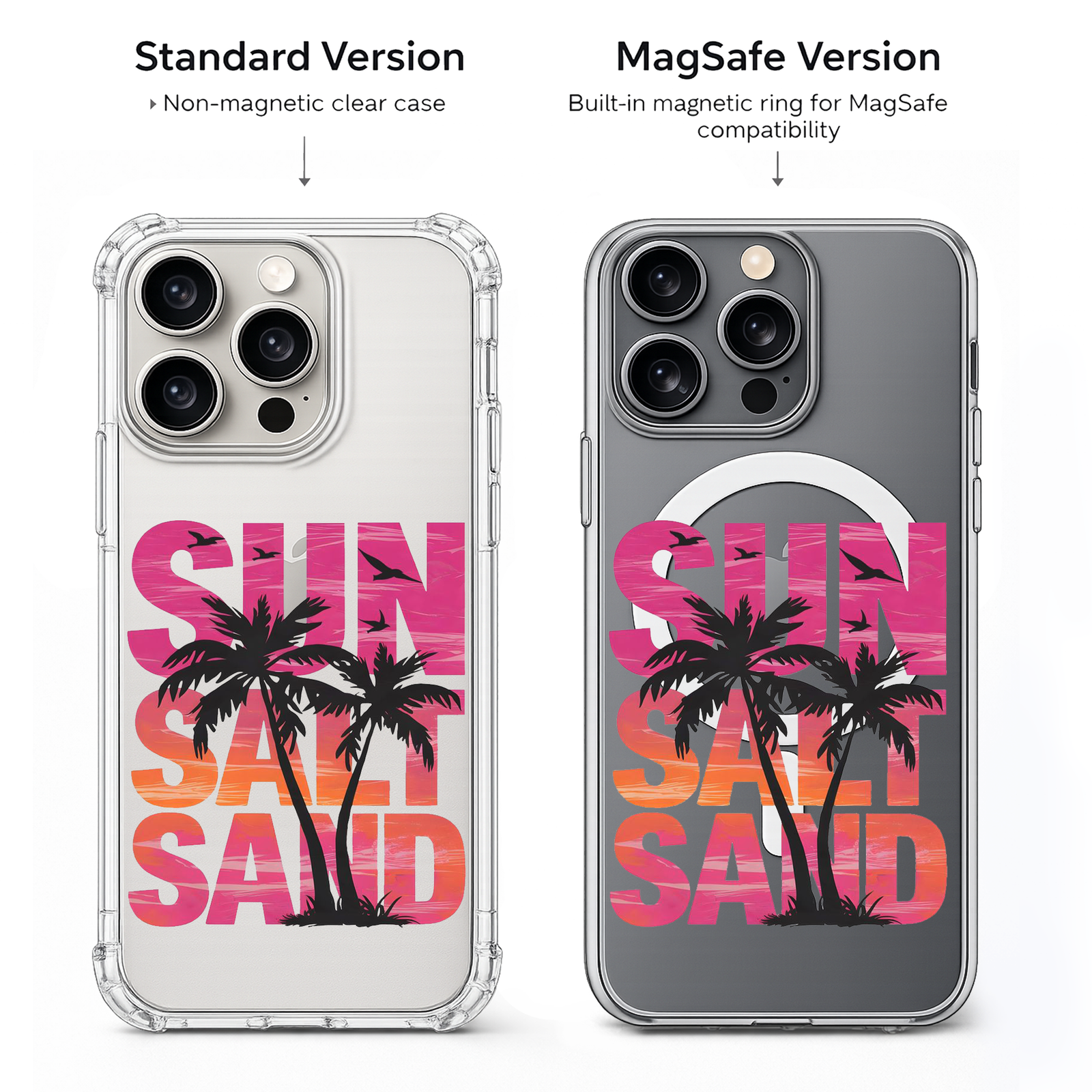 Sunset Palm Tree Beach iPhone Case , Samsung Case, Tropical Summer Vacation Phone Cover, MagSafe Case