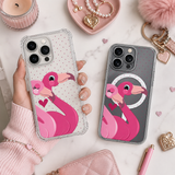 Pink Flamingo Love iPhone Case , Samsung Case, Romantic Cute Bird Phone Cover, MagSafe Case