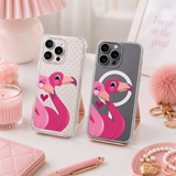 Pink Flamingo Love iPhone Case , Samsung Case, Romantic Cute Bird Phone Cover, MagSafe Case
