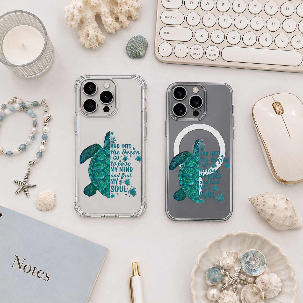 Sea Turtle Ocean Quote iPhone Case , Samsung Case, Marine Life Beach Lover Phone Cover, MagSafe Case