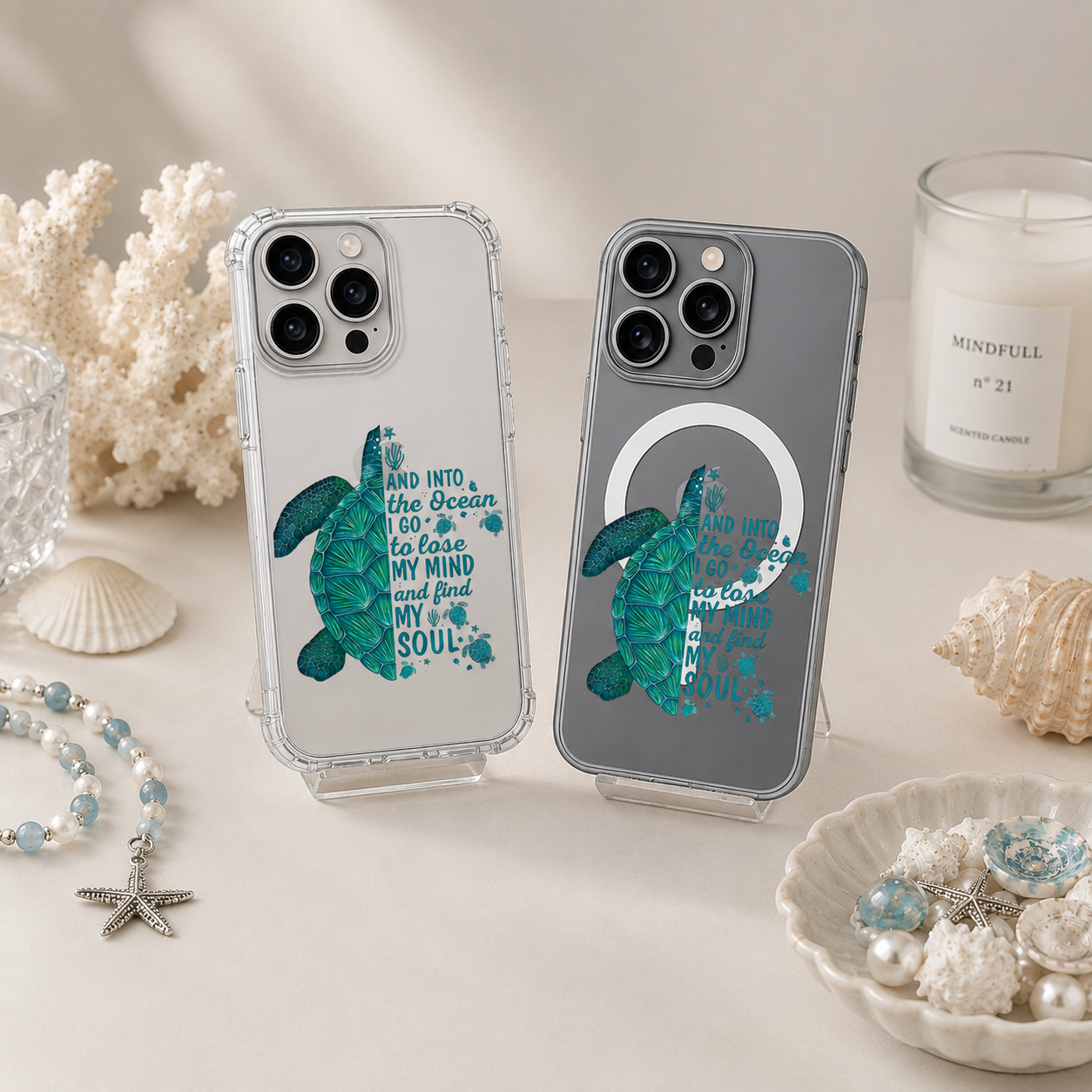 Sea Turtle Ocean Quote iPhone Case , Samsung Case, Marine Life Beach Lover Phone Cover, MagSafe Case