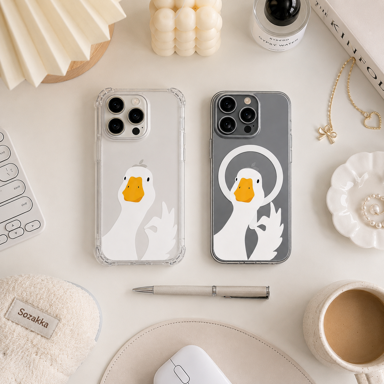 Cute Duck OK Gesture iPhone Case , Samsung Case, Funny Goose Cartoon Phone Cover, MagSafe Case