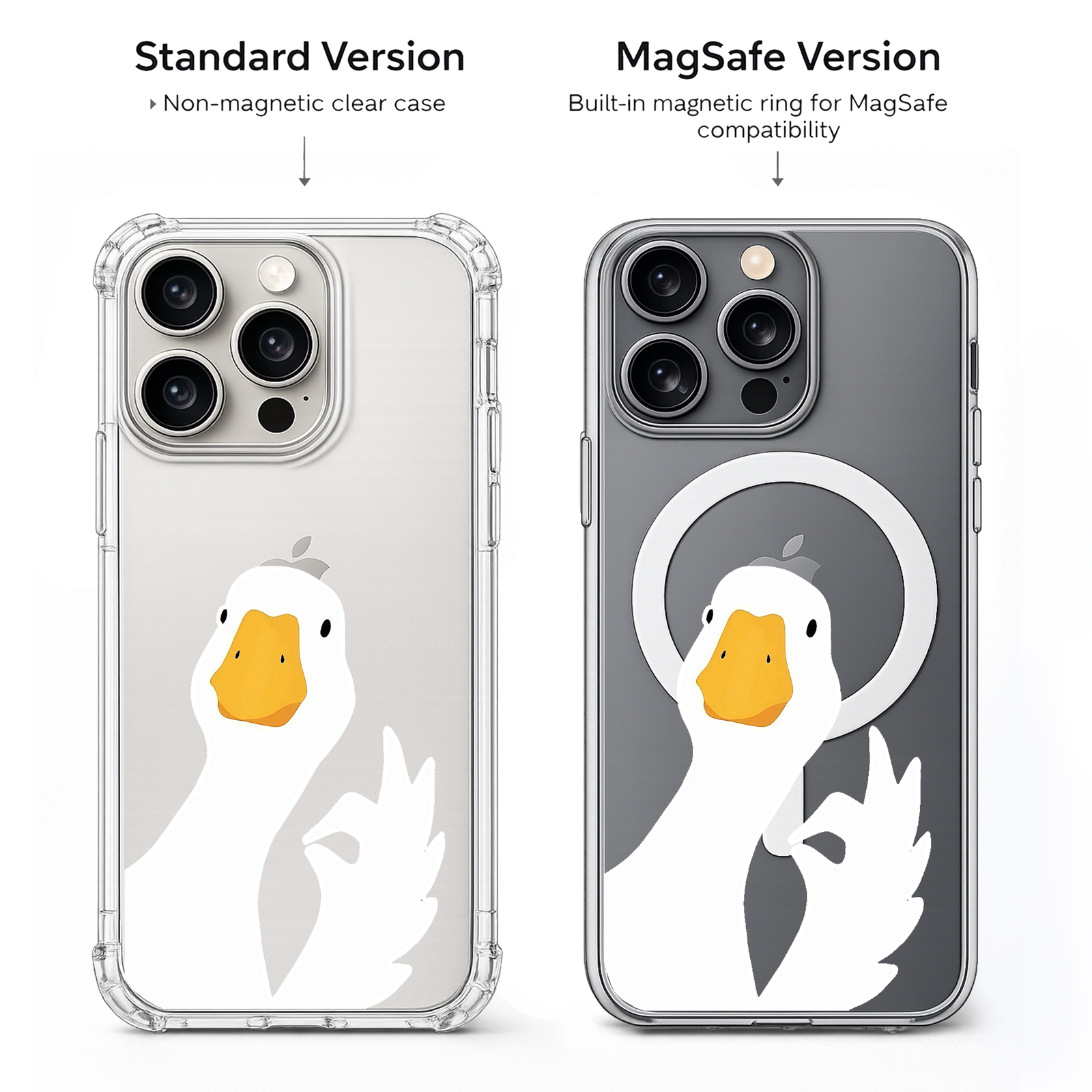 Cute Duck OK Gesture iPhone Case , Samsung Case, Funny Goose Cartoon Phone Cover, MagSafe Case