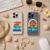 Retro Beach Sunset Palm Tree iPhone Case , Samsung Case, Summer Vacation Aesthetic Phone Cover, MagSafe Case