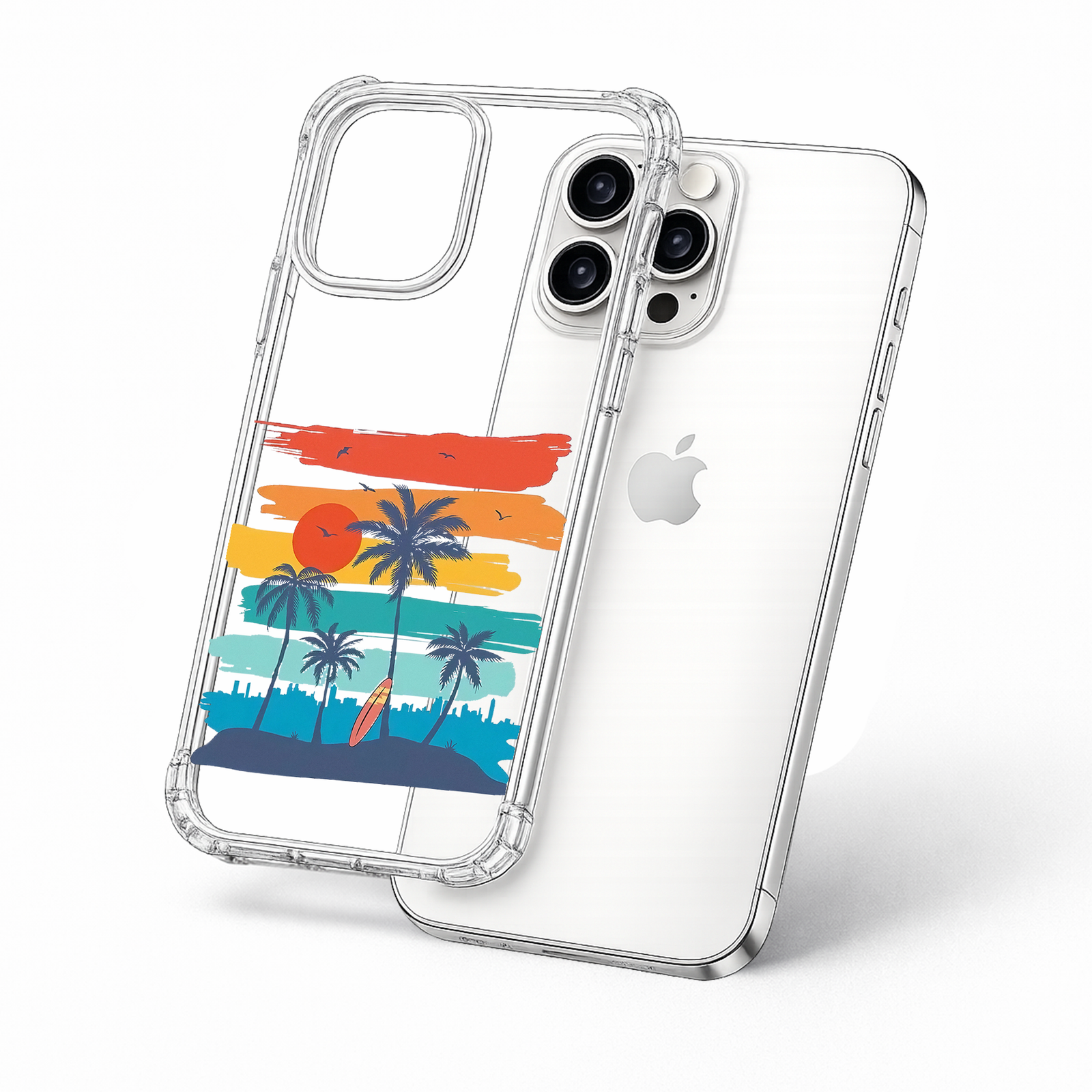 Retro Beach Sunset Palm Tree iPhone Case , Samsung Case, Summer Vacation Aesthetic Phone Cover, MagSafe Case