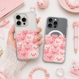 Kawaii Pink Pig Pattern iPhone Case , Samsung Case, Cute Farm Animal Phone Cover, MagSafe Case