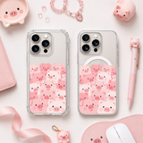 Kawaii Pink Pig Pattern iPhone Case , Samsung Case, Cute Farm Animal Phone Cover, MagSafe Case