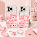 Kawaii Pink Pig Pattern iPhone Case , Samsung Case, Cute Farm Animal Phone Cover, MagSafe Case