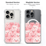 Kawaii Pink Pig Pattern iPhone Case , Samsung Case, Cute Farm Animal Phone Cover, MagSafe Case