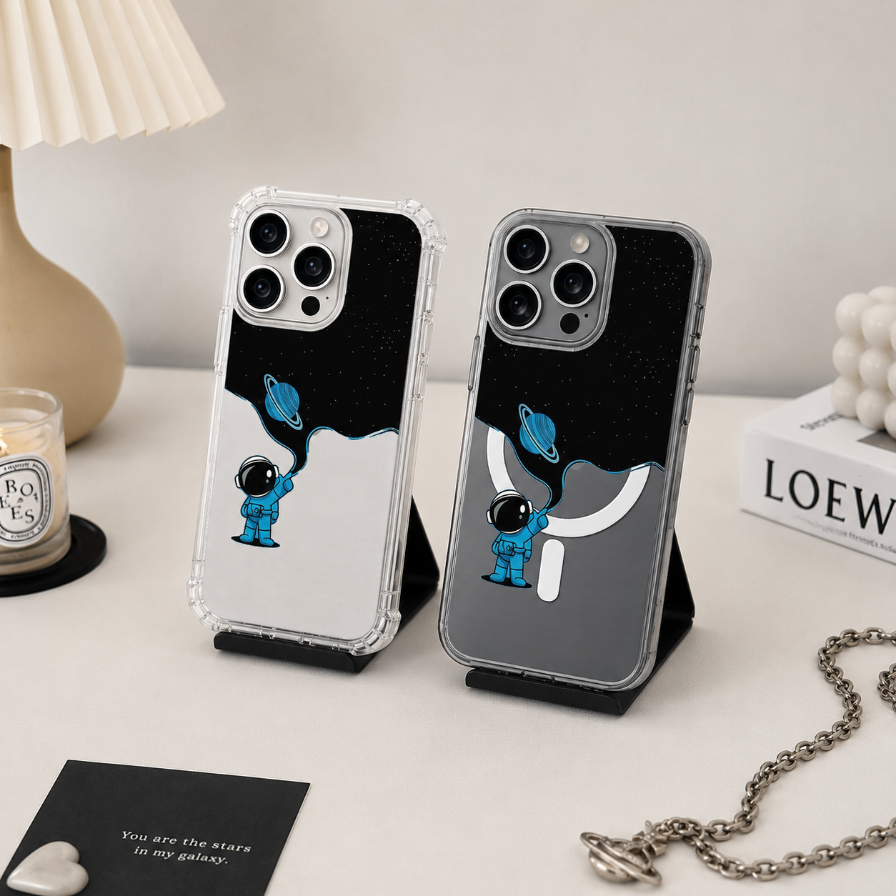 Astronaut Painting Space iPhone Case , Samsung Case, Galaxy Planet Art Phone Cover, MagSafe Case