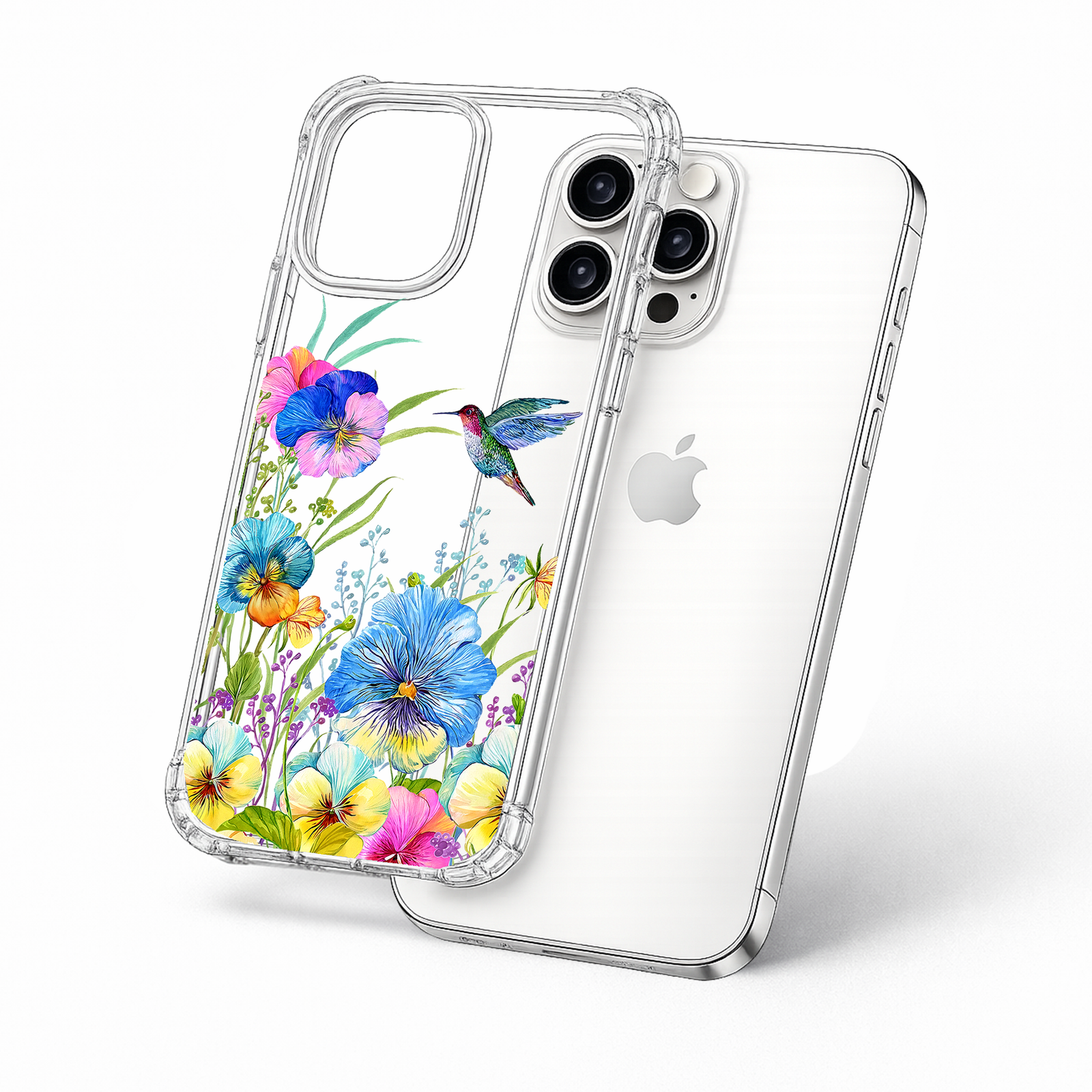 Colorful Hummingbird Floral iPhone Case , Samsung Case, Watercolor Flower Garden Phone Cover, MagSafe Case