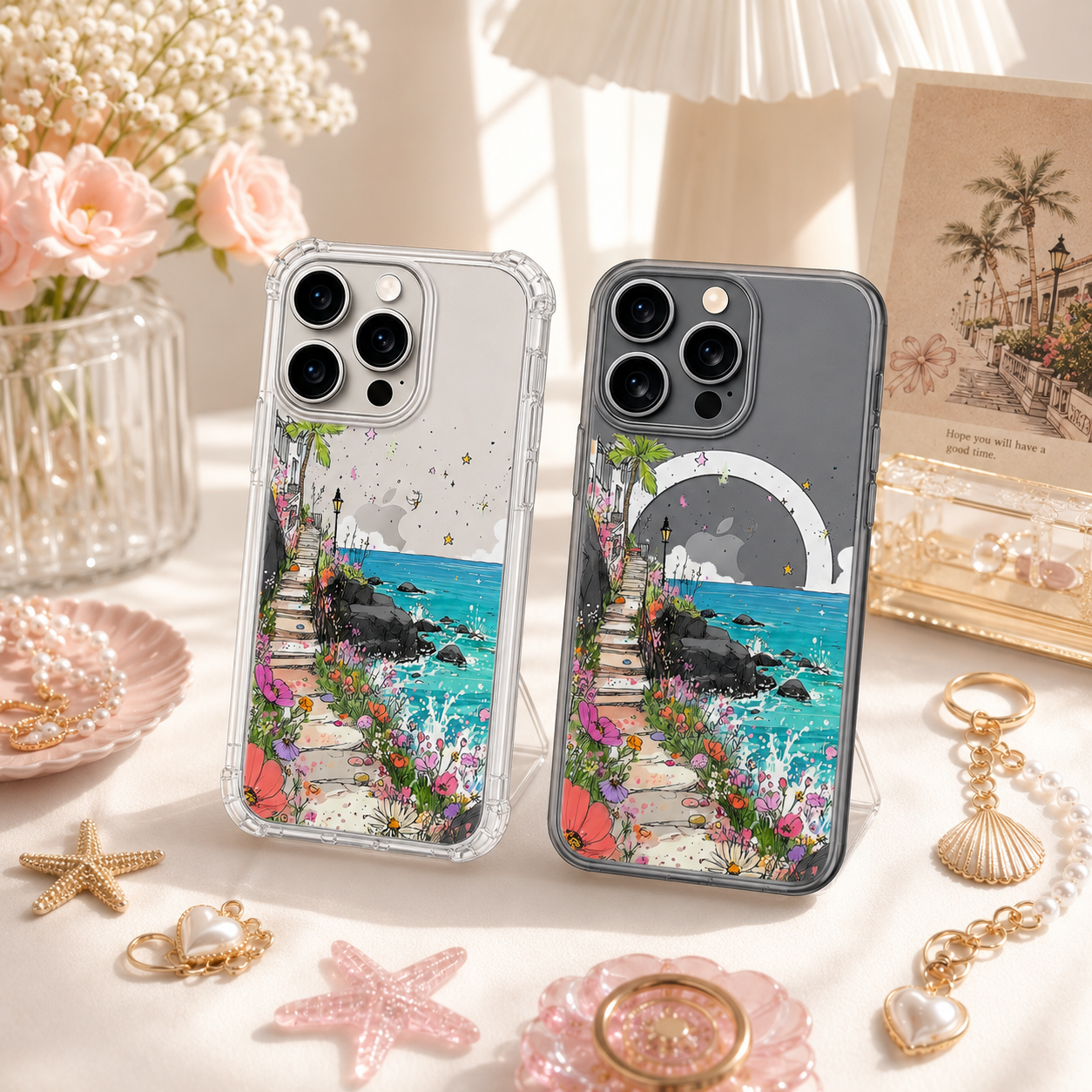 Coastal Flower Path iPhone Case , Samsung Case, Seaside Garden Landscape Phone Cover, MagSafe Case