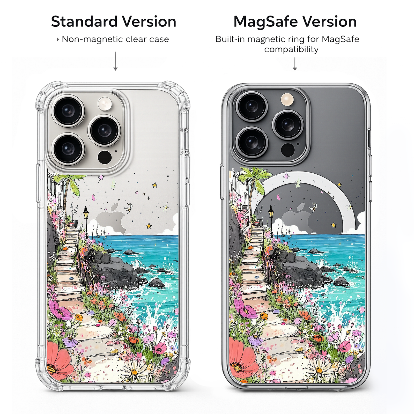 Coastal Flower Path iPhone Case , Samsung Case, Seaside Garden Landscape Phone Cover, MagSafe Case