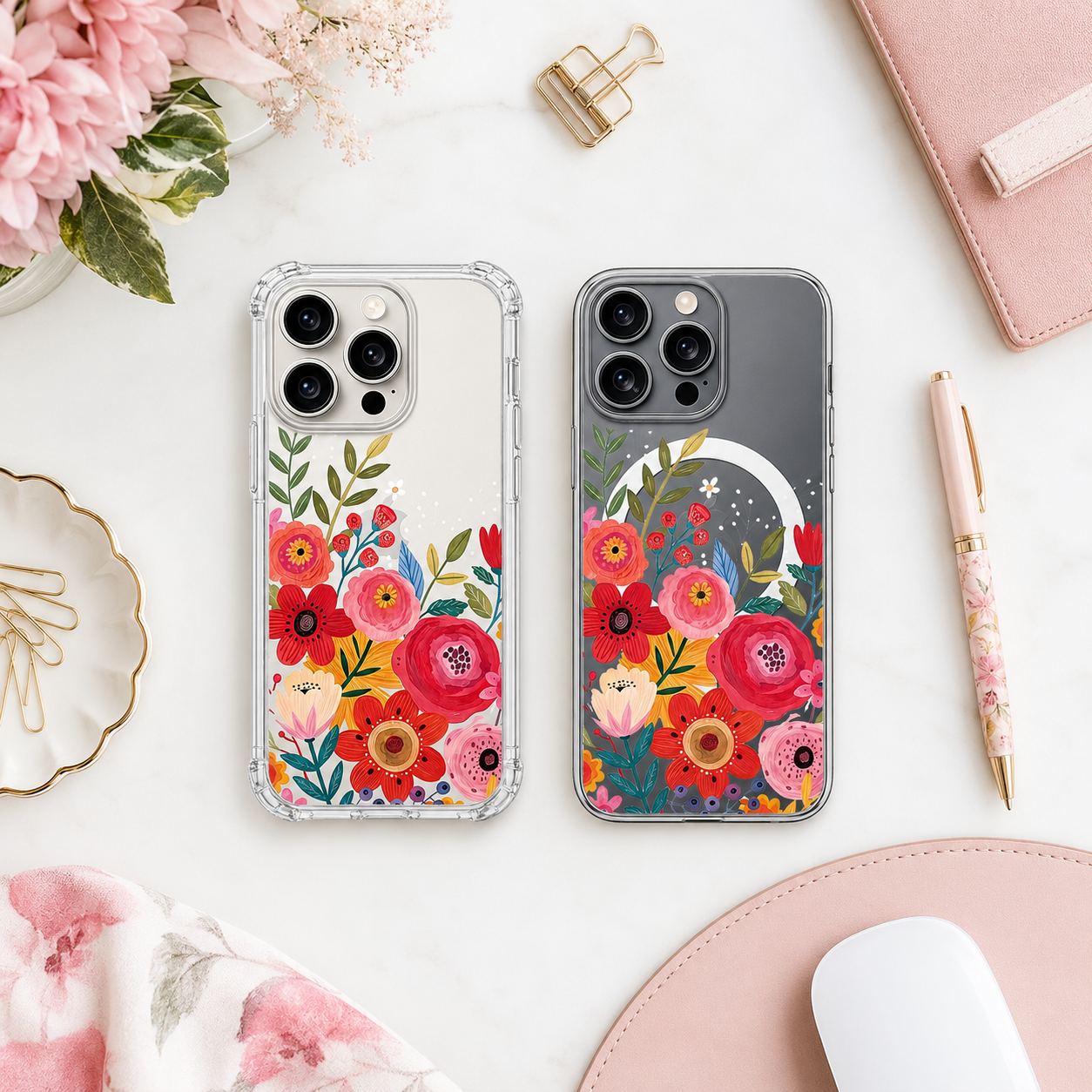 Colorful Floral Bouquet iPhone Case , Samsung Case, Watercolor Flower Art Phone Cover, MagSafe Case