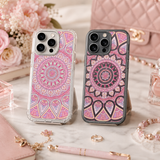 Pink Mandala Pattern iPhone Case , Samsung Case, Boho Floral Geometric Phone Cover, MagSafe Case