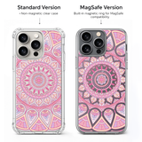 Pink Mandala Pattern iPhone Case , Samsung Case, Boho Floral Geometric Phone Cover, MagSafe Case