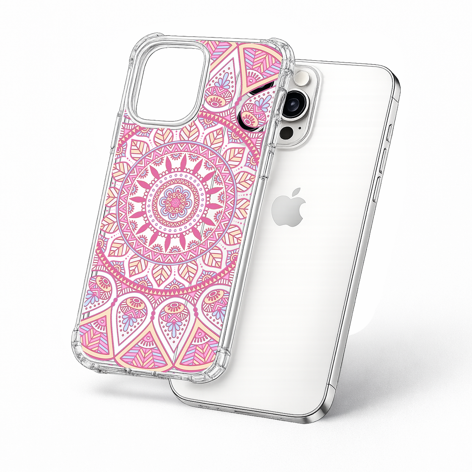 Pink Mandala Pattern iPhone Case , Samsung Case, Boho Floral Geometric Phone Cover, MagSafe Case