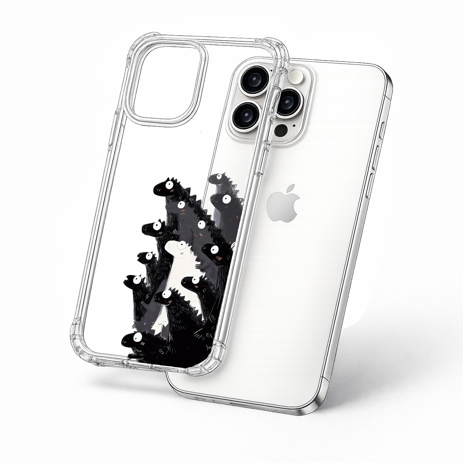 Cute Dinosaur iPhone Case , Samsung Case, Kawaii Dino Clear Phone Case, MagSafe Compatible Animal Phone Cover Gift for Dino Lovers