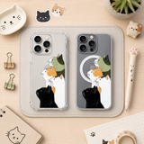 Cute Cat iPhone Case , Samsung Case, Aesthetic Cat Clear Phone Case, MagSafe Compatible Kitty Phone Cover for Cat Lovers