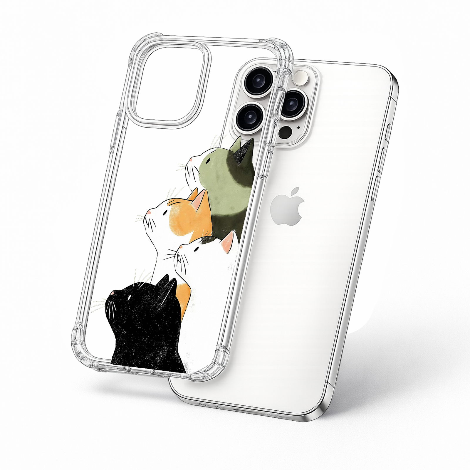 Cute Cat iPhone Case , Samsung Case, Aesthetic Cat Clear Phone Case, MagSafe Compatible Kitty Phone Cover for Cat Lovers