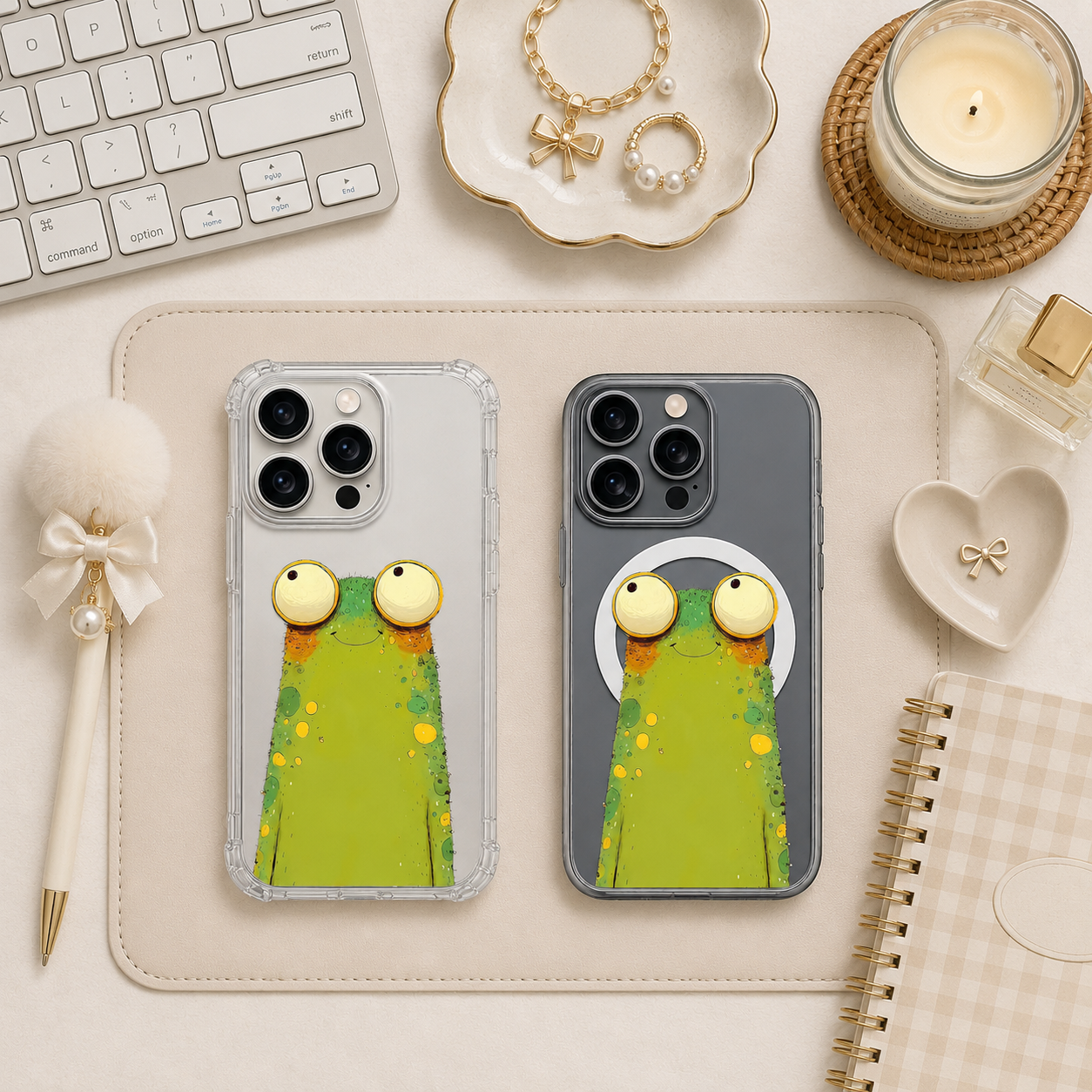 Funny Frog iPhone Case , Samsung Case, Cute Frog Clear Phone Case, MagSafe Compatible Animal Phone Cover Kawaii Frog Gift