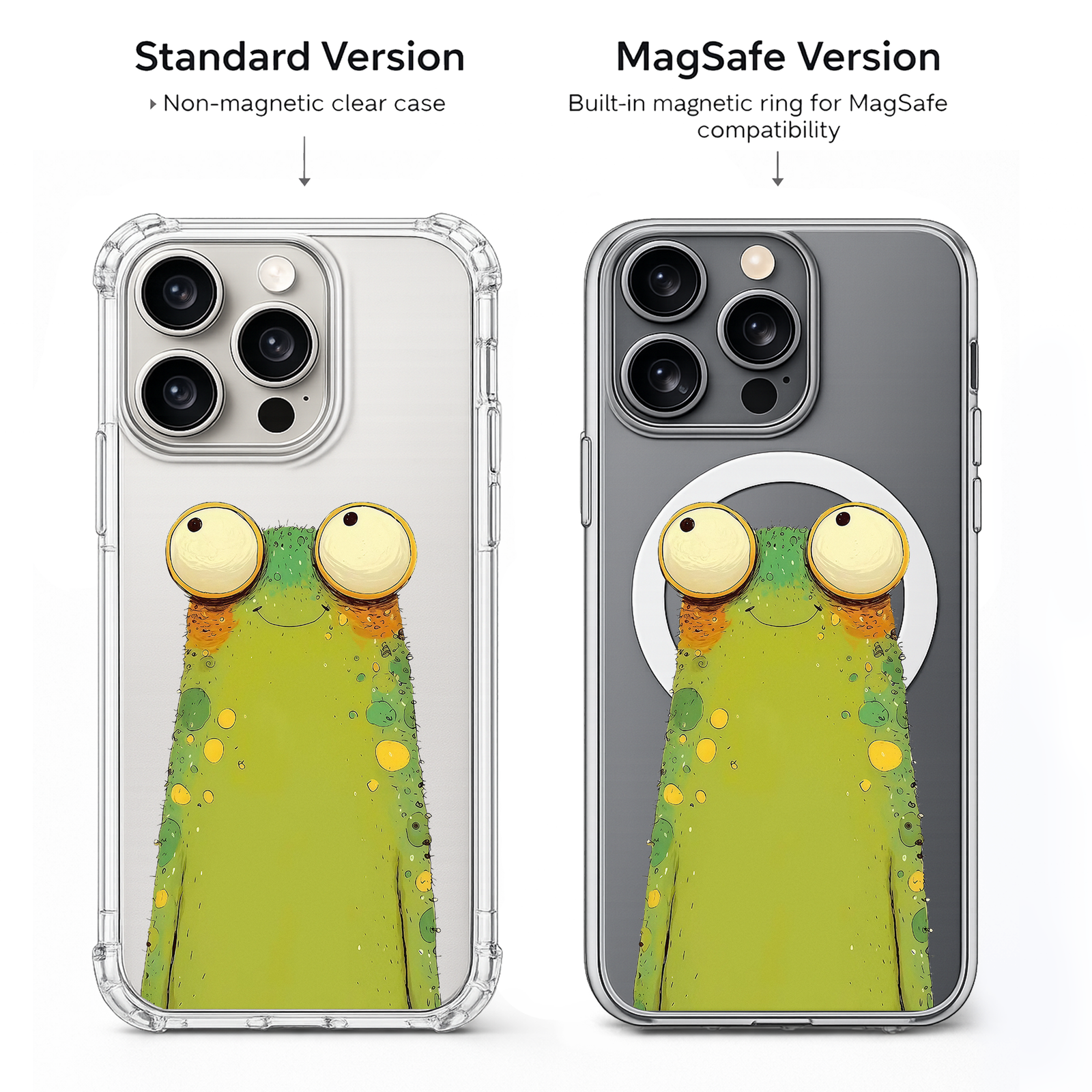Funny Frog iPhone Case , Samsung Case, Cute Frog Clear Phone Case, MagSafe Compatible Animal Phone Cover Kawaii Frog Gift