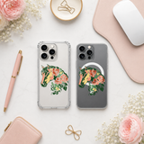 Floral Horse iPhone Case , Samsung Case, Boho Horse Clear Phone Case, MagSafe Compatible Horse Lover Phone Cover