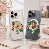 Floral Horse iPhone Case , Samsung Case, Boho Horse Clear Phone Case, MagSafe Compatible Horse Lover Phone Cover