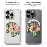 Floral Horse iPhone Case , Samsung Case, Boho Horse Clear Phone Case, MagSafe Compatible Horse Lover Phone Cover