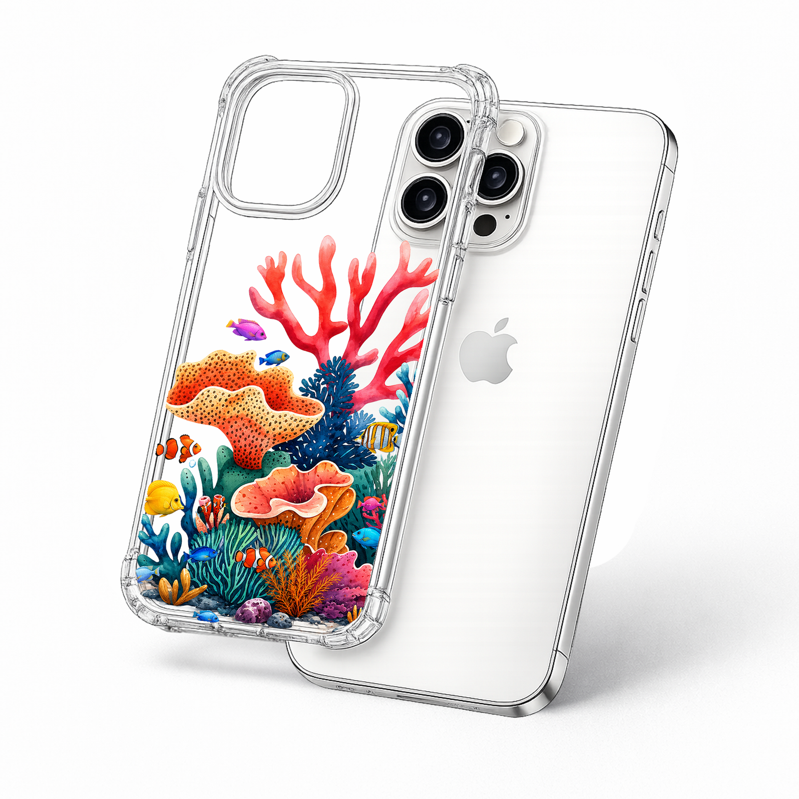 Ocean Coral Reef iPhone Case , Samsung Case, Tropical Fish Clear Phone Case, MagSafe Compatible Sea Life Phone Cover