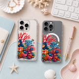 Colorful Coral Reef iPhone Case , Samsung Case, Underwater Ocean Clear Phone Case, MagSafe Compatible Tropical Fish Cover