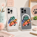 Dog Paw Print iPhone Case , Samsung Case, Pet Lover Clear Phone Case, MagSafe Compatible Cute Paw Phone Cover