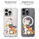 Cute Cat Family iPhone Case , Samsung Case, Kawaii Kitty Clear Phone Case, MagSafe Compatible Cat Lover Gift Cover