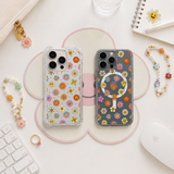Smiley Flower iPhone Case , Samsung Case, Retro Floral Clear Phone Case, MagSafe Compatible Cute Daisy Phone Cover