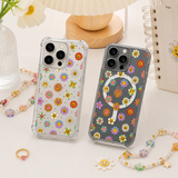 Smiley Flower iPhone Case , Samsung Case, Retro Floral Clear Phone Case, MagSafe Compatible Cute Daisy Phone Cover