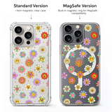 Smiley Flower iPhone Case , Samsung Case, Retro Floral Clear Phone Case, MagSafe Compatible Cute Daisy Phone Cover