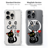 Love Cats iPhone Case , Samsung Case, Cute Black Cat Clear Phone Case, MagSafe Compatible Cat Lover Gift Cover