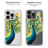 Peacock Feather iPhone Case , Samsung Case, Elegant Bird Clear Phone Case, MagSafe Compatible Boho Animal Phone Cover