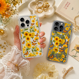 Sunflower Butterfly iPhone Case , Samsung Case, Floral Clear Phone Case, MagSafe Compatible Yellow Flower Phone Cover