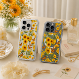 Sunflower Butterfly iPhone Case , Samsung Case, Floral Clear Phone Case, MagSafe Compatible Yellow Flower Phone Cover